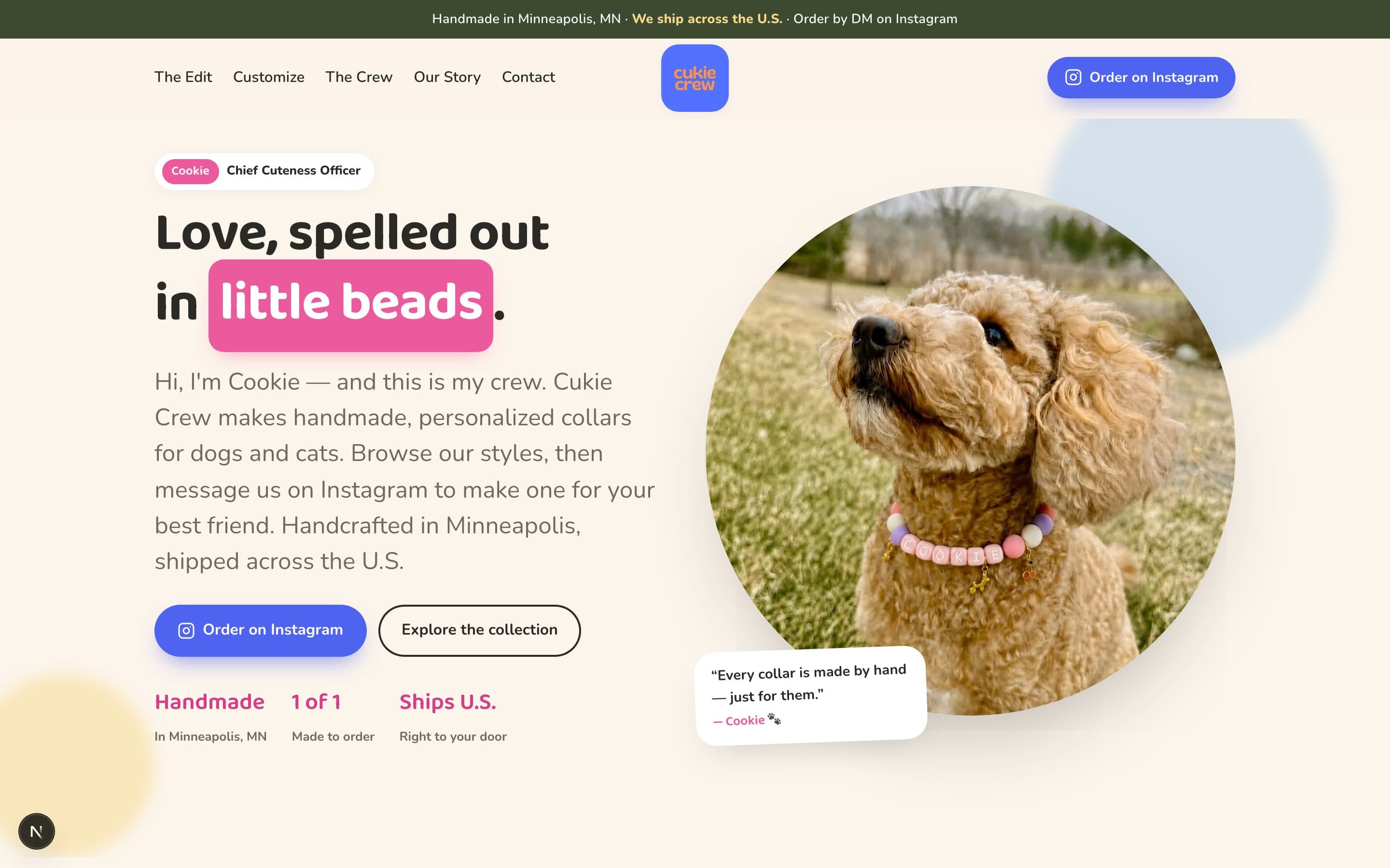 Cukie Crew website, homepage hero
